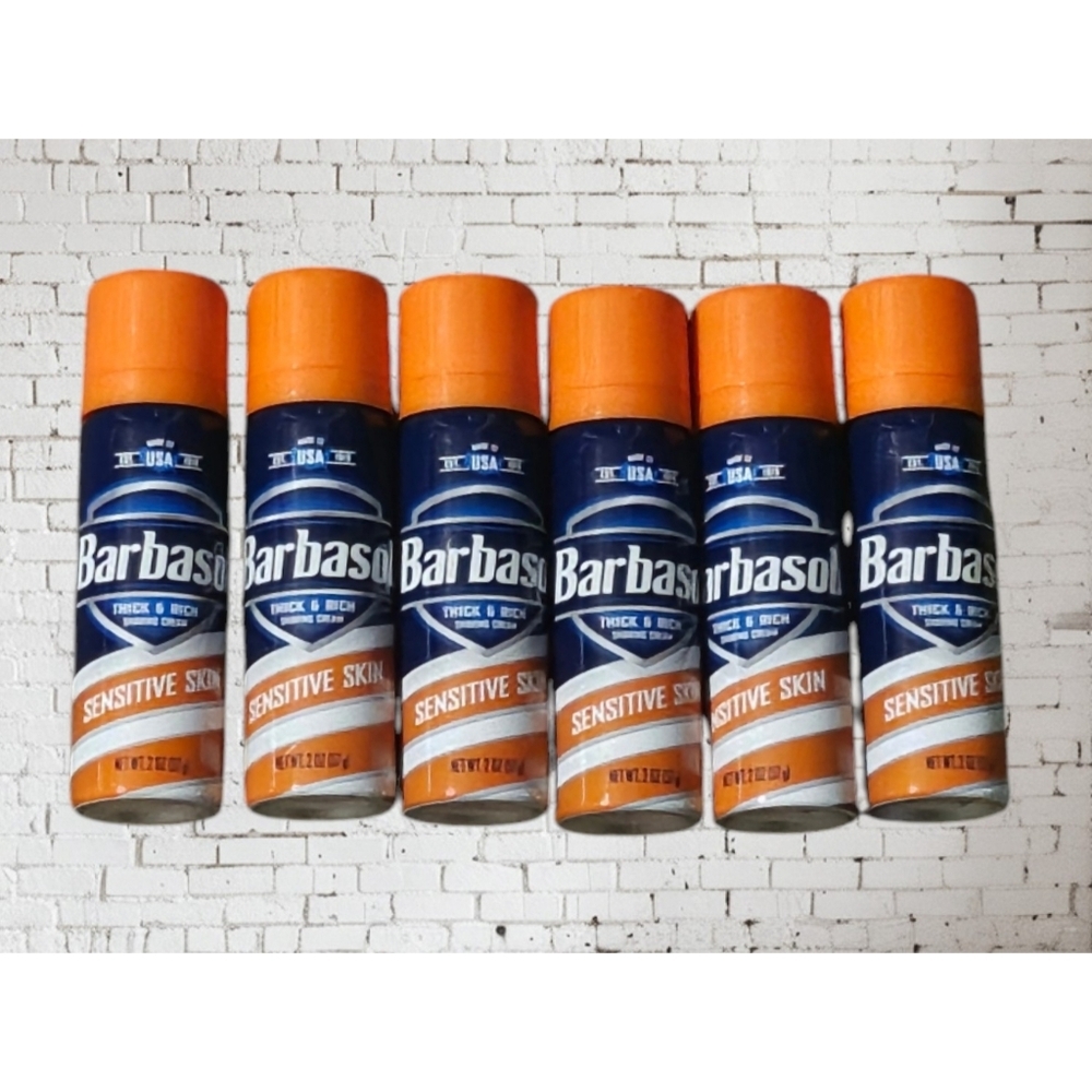 Barbasol Thick & Rich Shaving Cream Sensitive Skin 2 0z Teavel Size 6pk